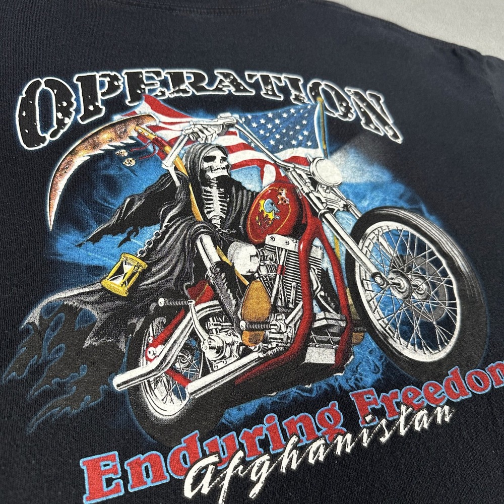 Operation Enduring Freedom Shirt 2XL Afghanistan Military Grim Reaper Biker